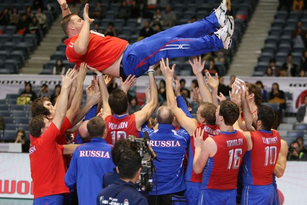 Polska - Rosja 2:3 Radość Rosjan ze zwycięstwa (foto: FIVB)